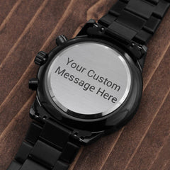 Black Chronograph Watch with Buyer Customization