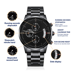 Black Chronograph Watch with Buyer Customization