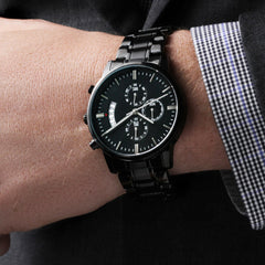 Black Chronograph Watch with Buyer Customization