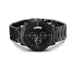 Black Chronograph Watch with Buyer Customization