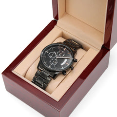 Black Chronograph Watch with Buyer Customization