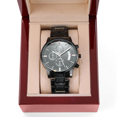 Black Chronograph Watch with Buyer Customization